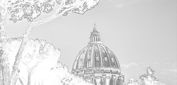 sketch of Vatican through trees